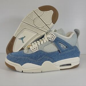 Womens Size Air Jordan 4 Retro Blue Light Denim Jeans Shoes B Grade New